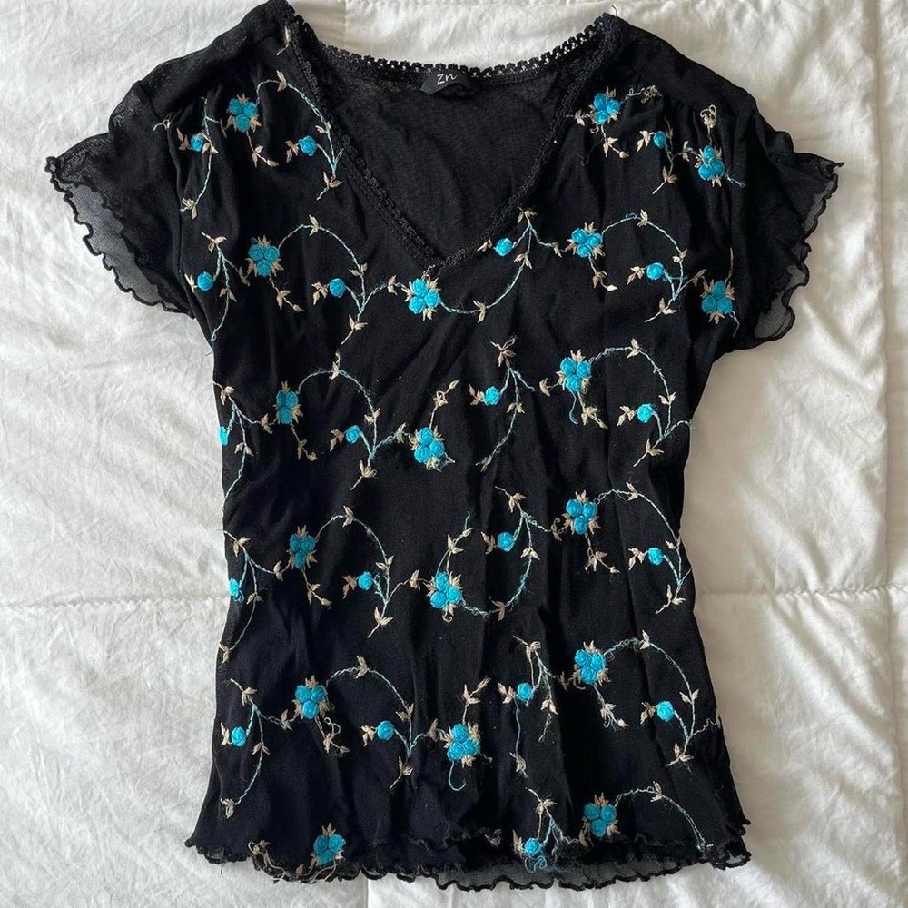 vintage black floral top